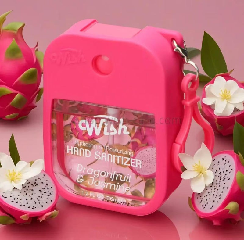 Wish Hand Sanitizer Spary Travel Size Spray 4-Piece 1.2 FL OZ (35ML) Each, Salted caramel, Coconut Cream, Dragonfruit, Golden Citrux, Hydrating and Moisturizing,(4 pack) - Image 5